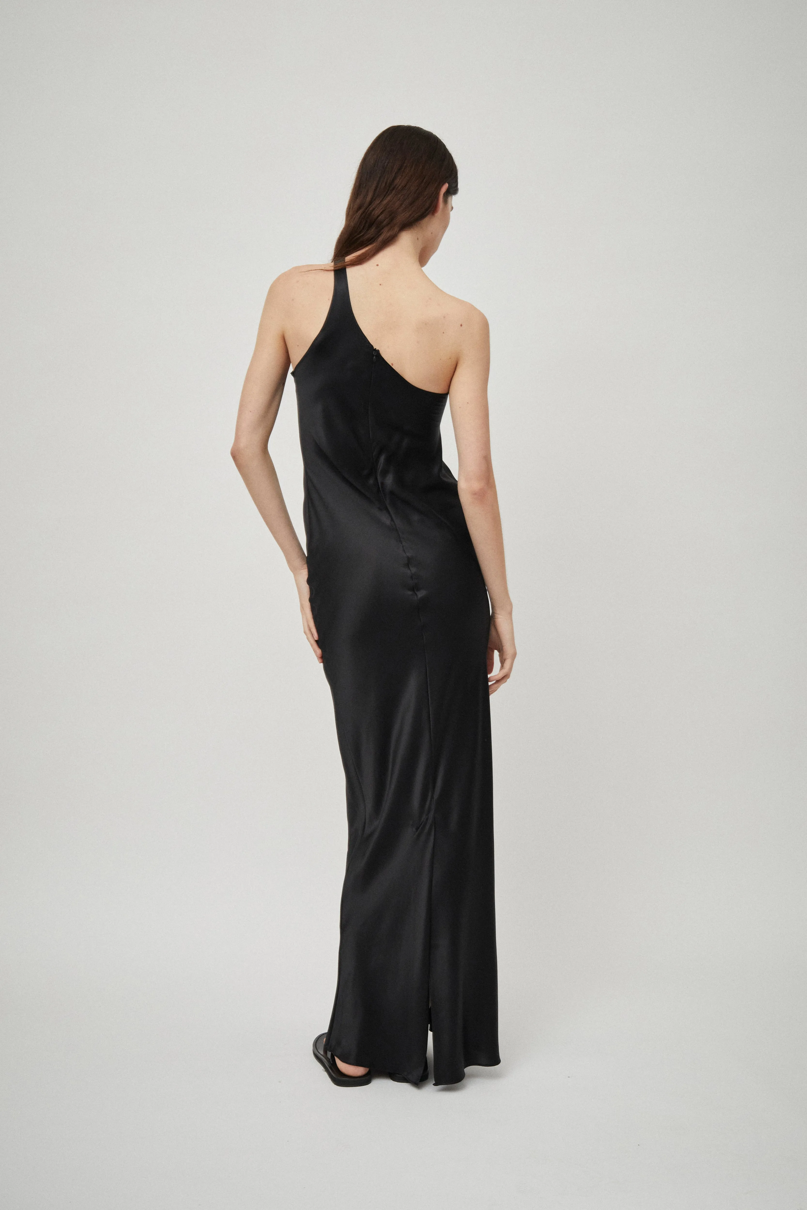 Silk Satin One Shoulder Tank Dress
