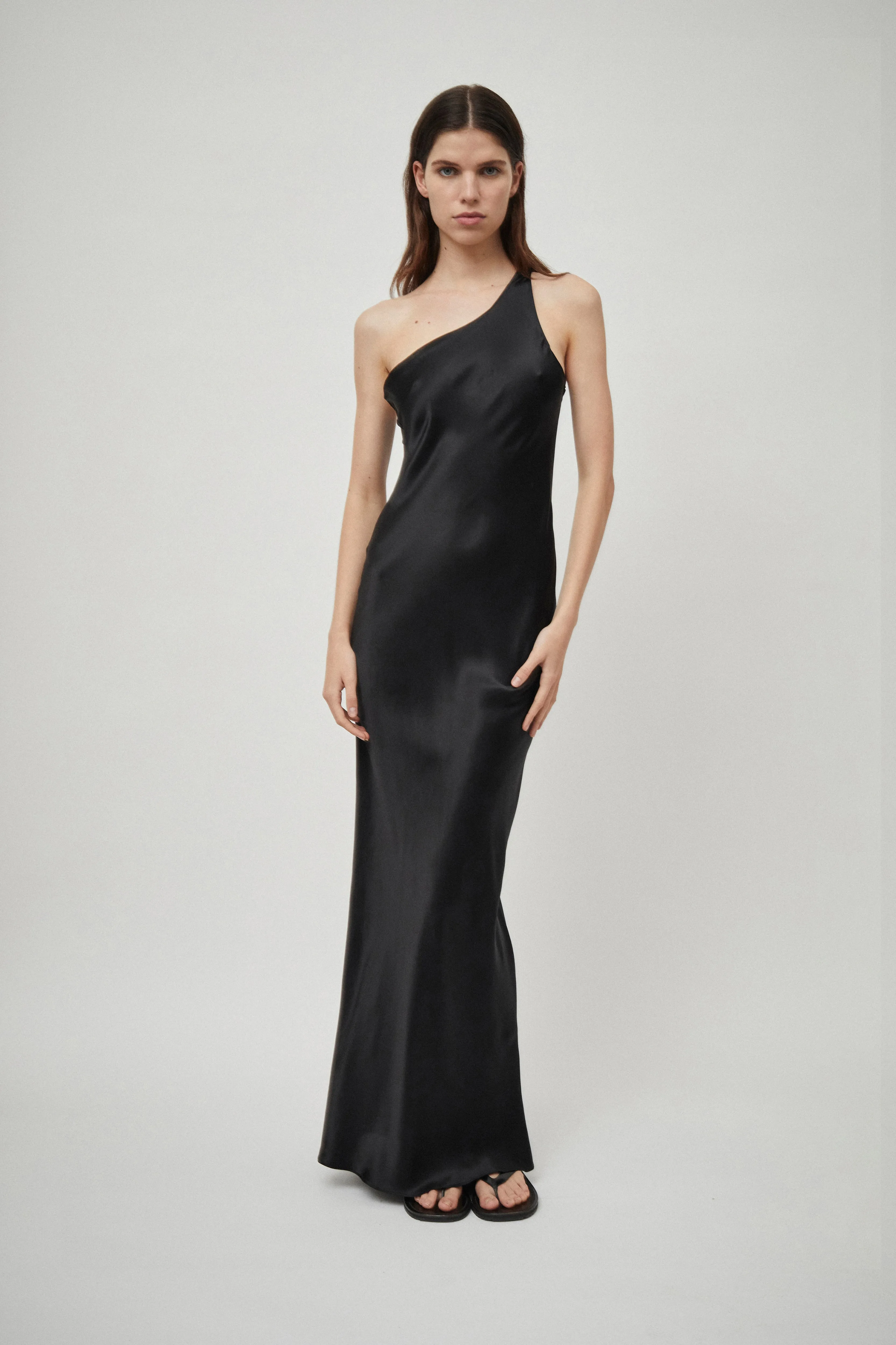 Silk Satin One Shoulder Tank Dress