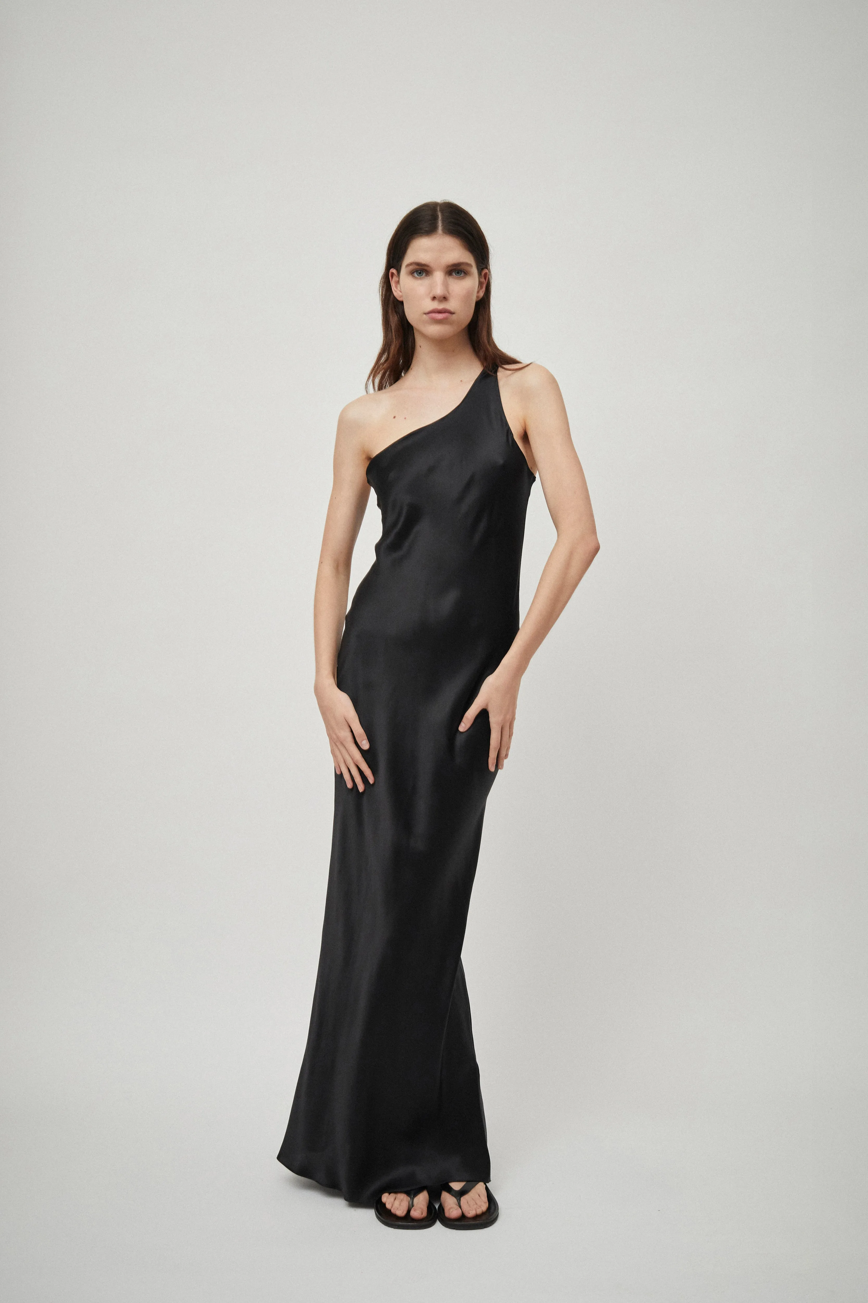 Silk Satin One Shoulder Tank Dress