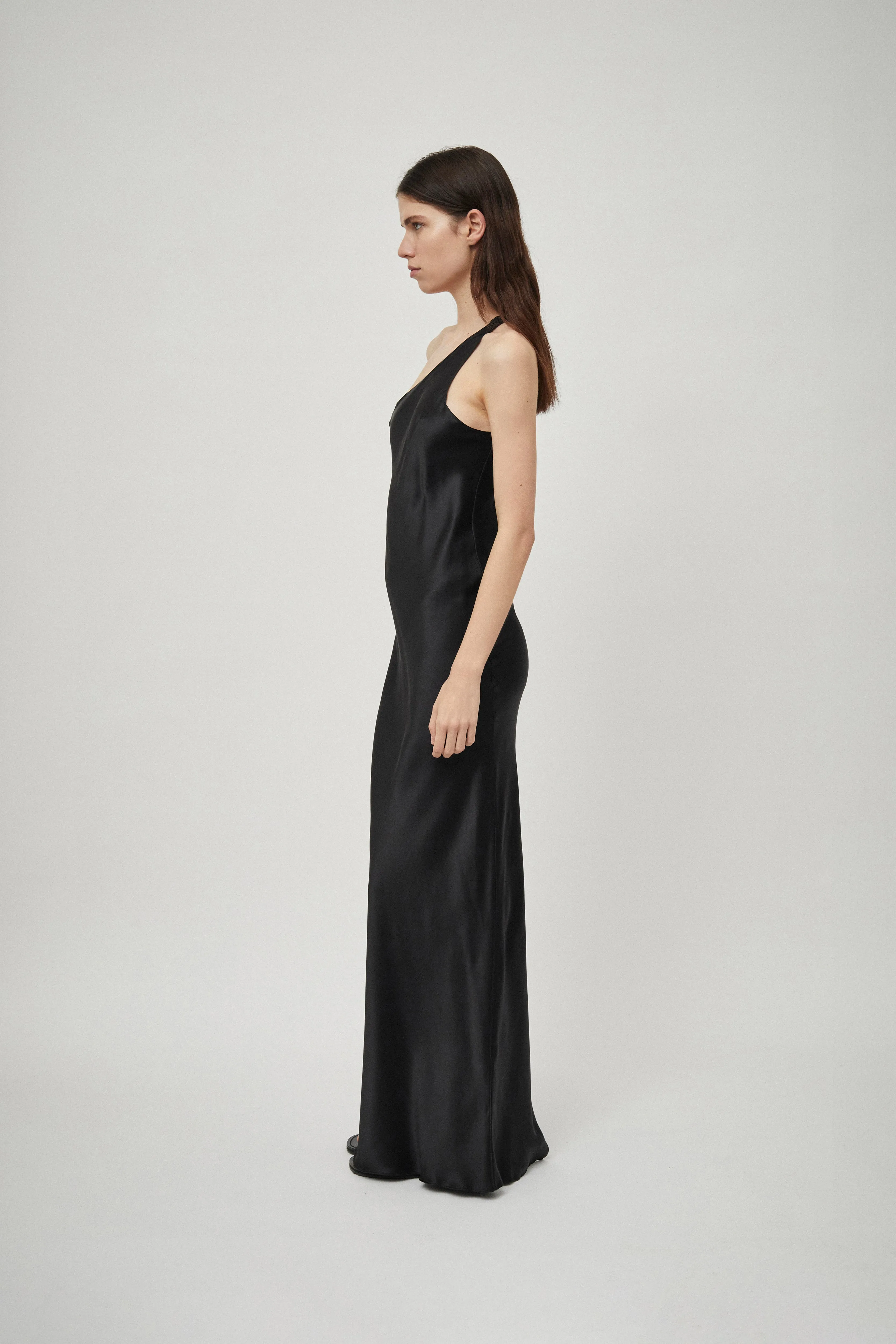 Silk Satin One Shoulder Tank Dress