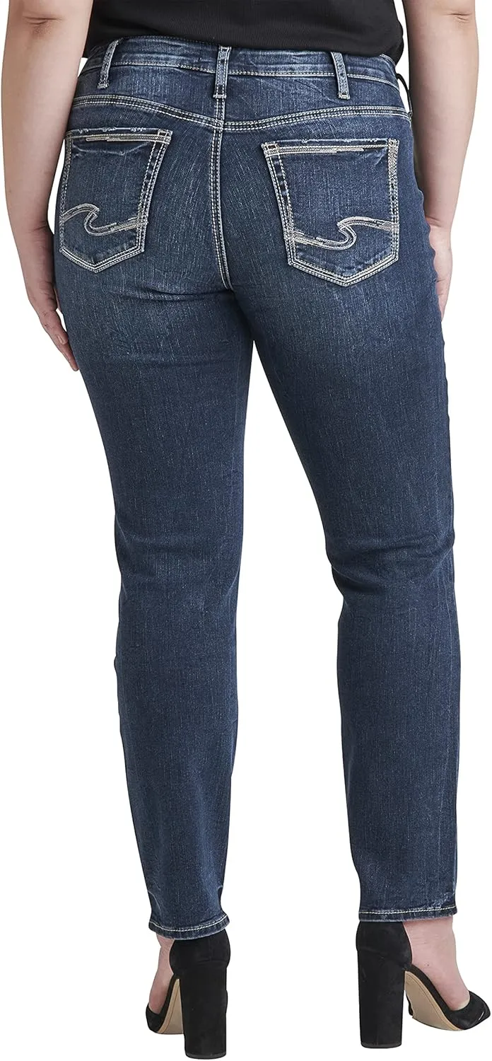 Silver Jeans Co. Women's Plus Size Suki Mid Rise Curvy Fit Straight Leg Jeans