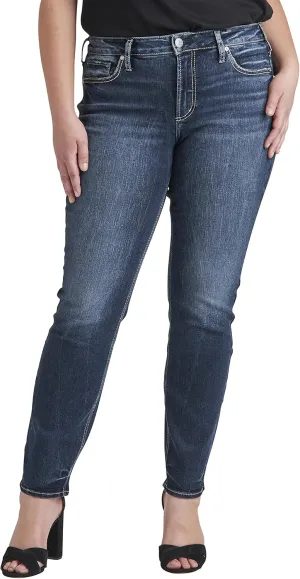 Silver Jeans Co. Women's Plus Size Suki Mid Rise Curvy Fit Straight Leg Jeans