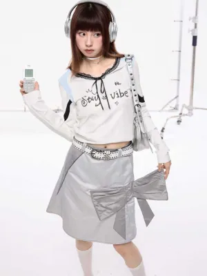 Silver patchwork skirt【s0000010412】