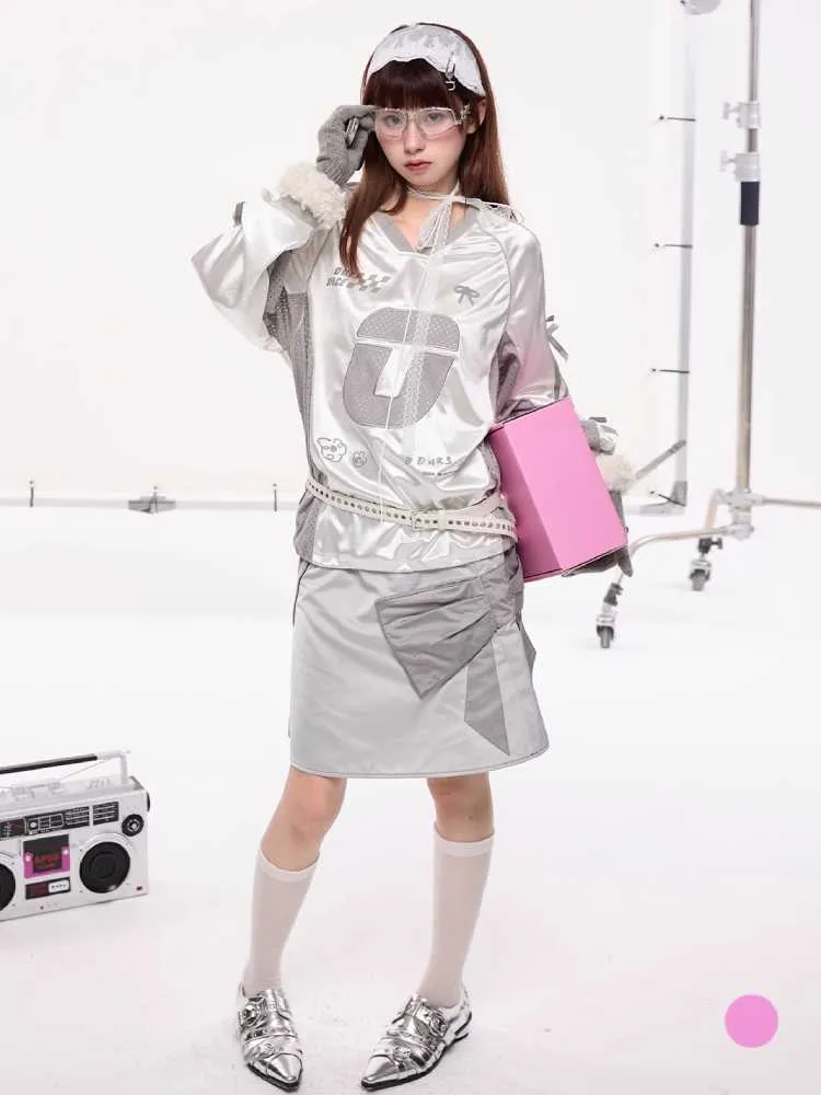 Silver patchwork skirt【s0000010412】