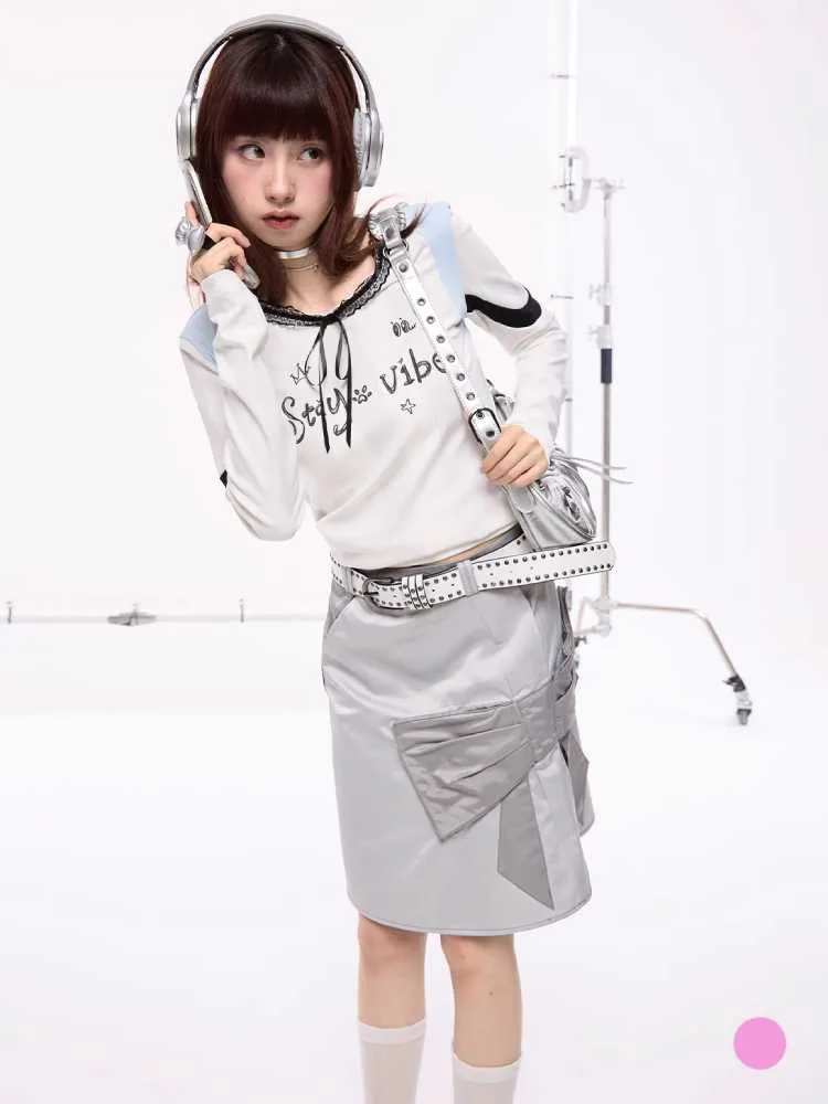 Silver patchwork skirt【s0000010412】