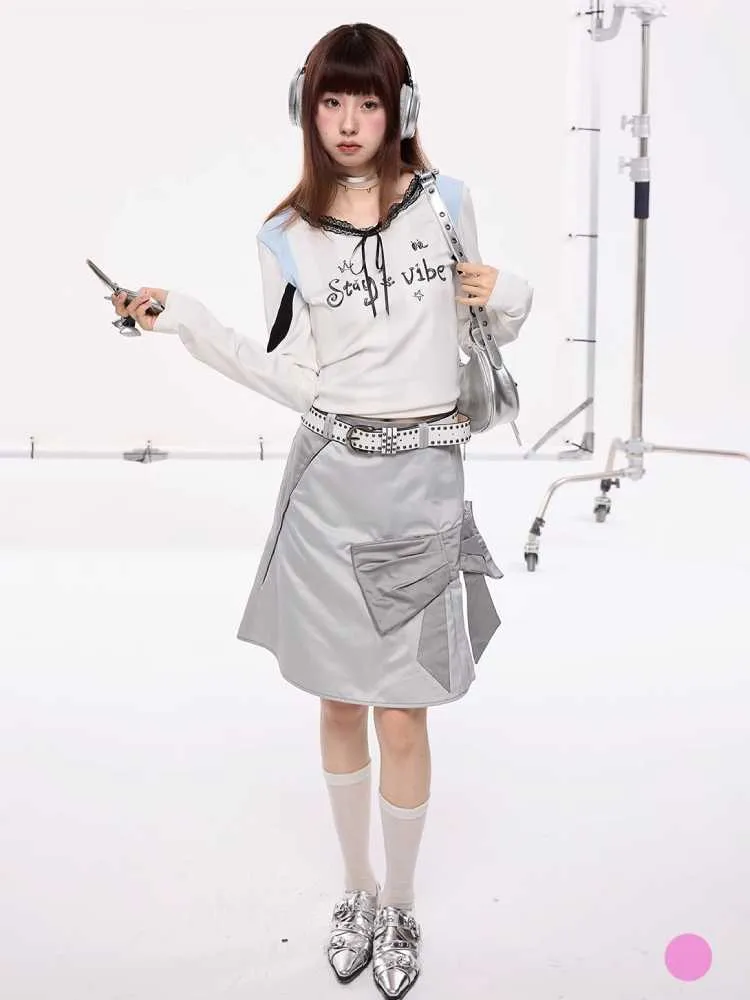 Silver patchwork skirt【s0000010412】