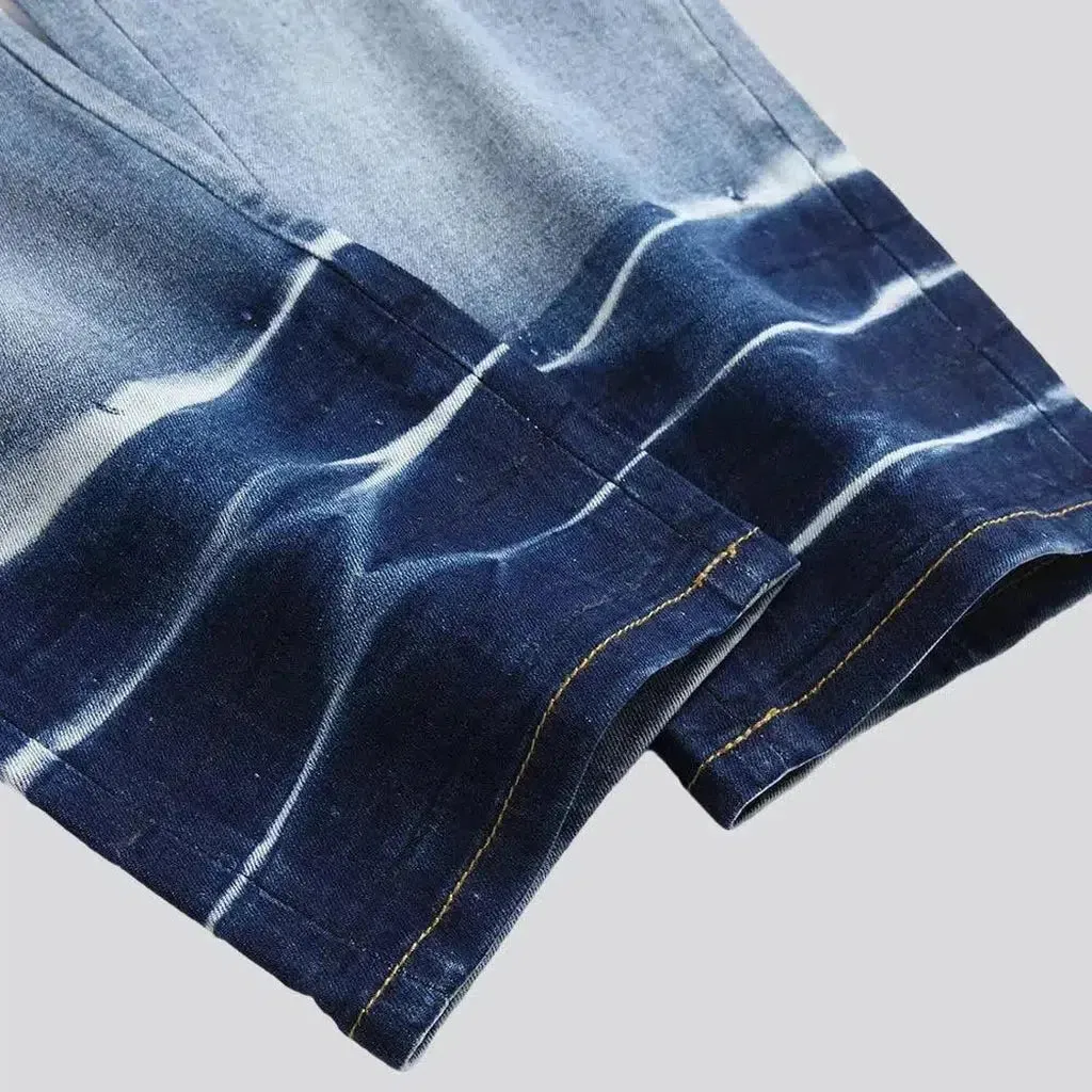 Skinny men's blue-patch jeans