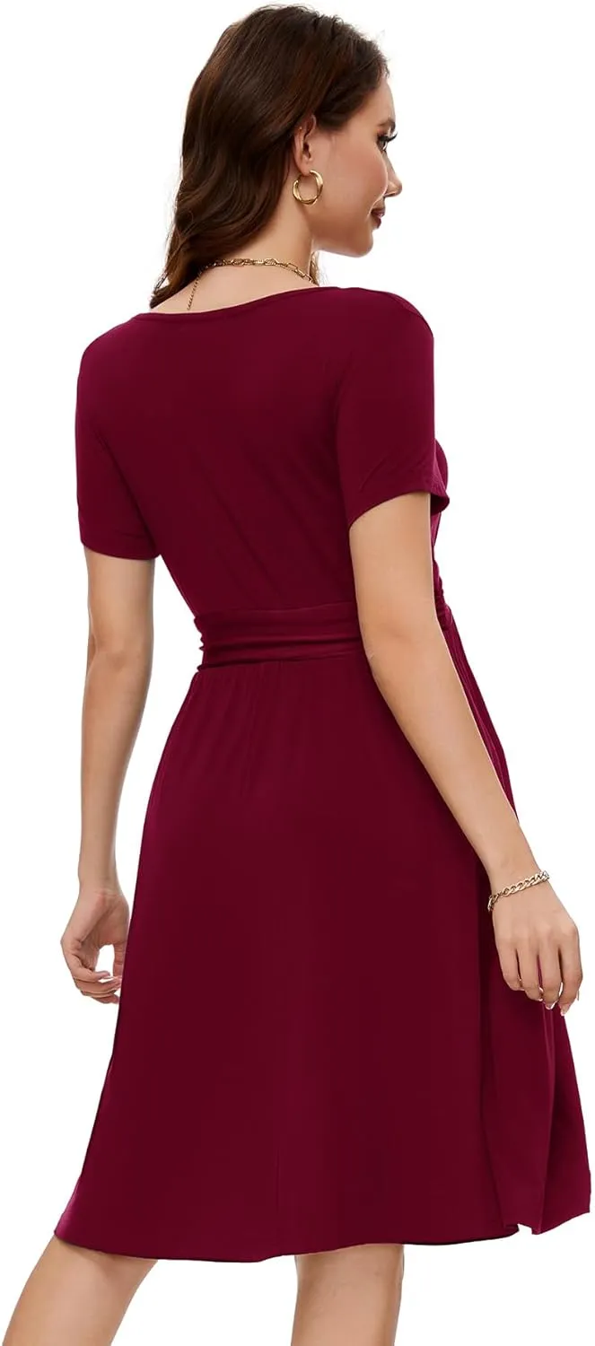 Smallshow Women's Maternity Dress Patchwork Short Sleeve Pregnancy Clothes