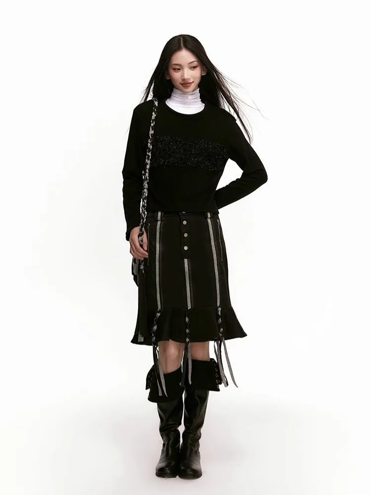 Stripe Patchwork Braid Umbrella Dress【s0000006942】