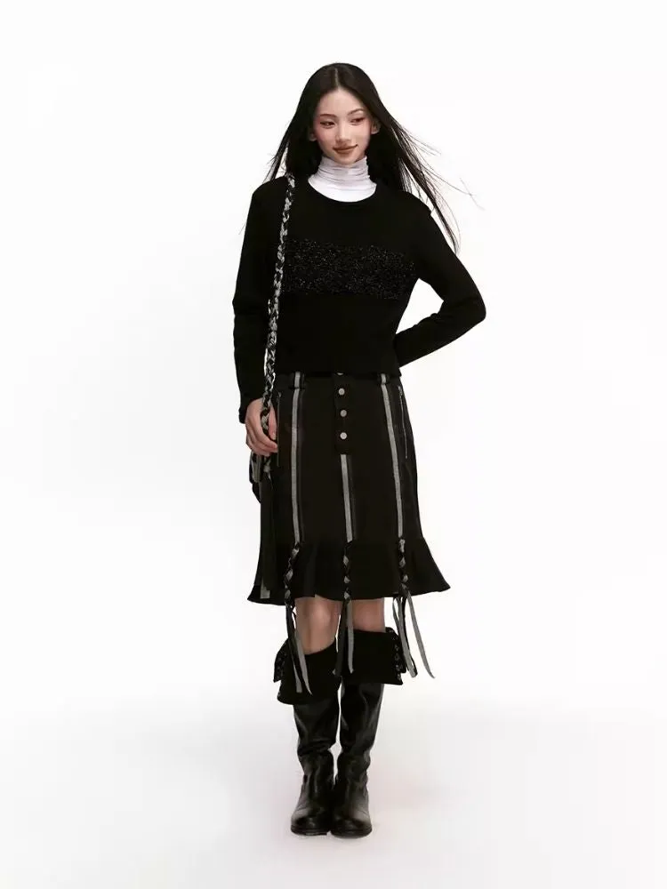 Stripe Patchwork Braid Umbrella Dress【s0000006942】