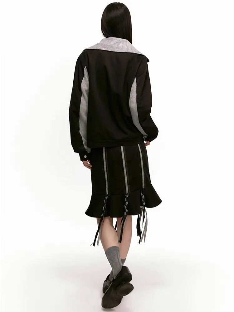 Stripe Patchwork Braid Umbrella Dress【s0000006942】
