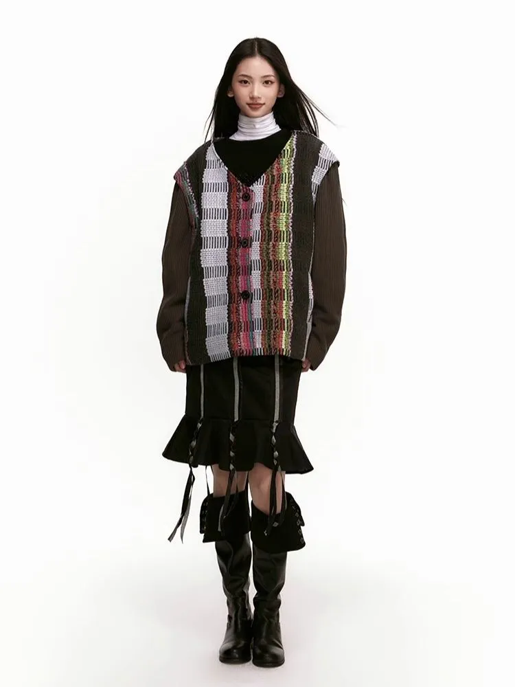 Stripe Patchwork Braid Umbrella Dress【s0000006942】