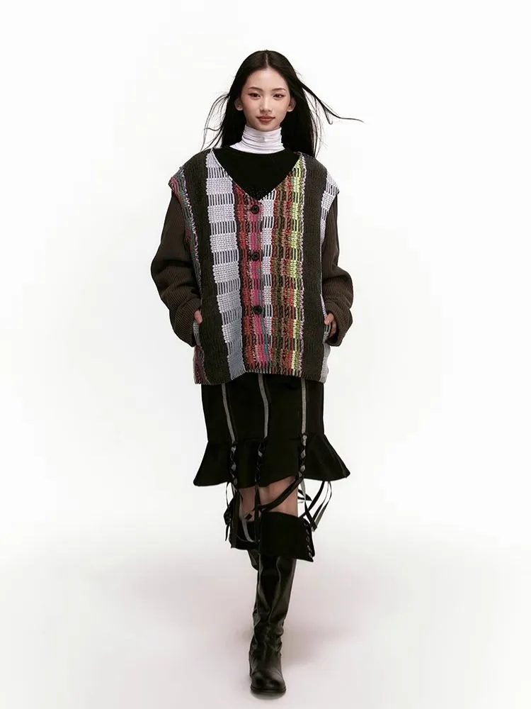 Stripe Patchwork Braid Umbrella Dress【s0000006942】