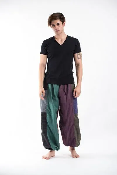 Unisex Patchwork Pinstripe Cotton Pants