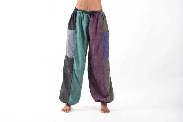 Unisex Patchwork Pinstripe Cotton Pants