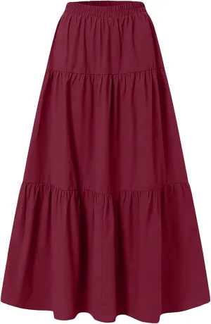 Women Long Lightweight Layered Skirt Party Night High Waist Pleated A Line Swing Skirt Maternity Pencil Skirt