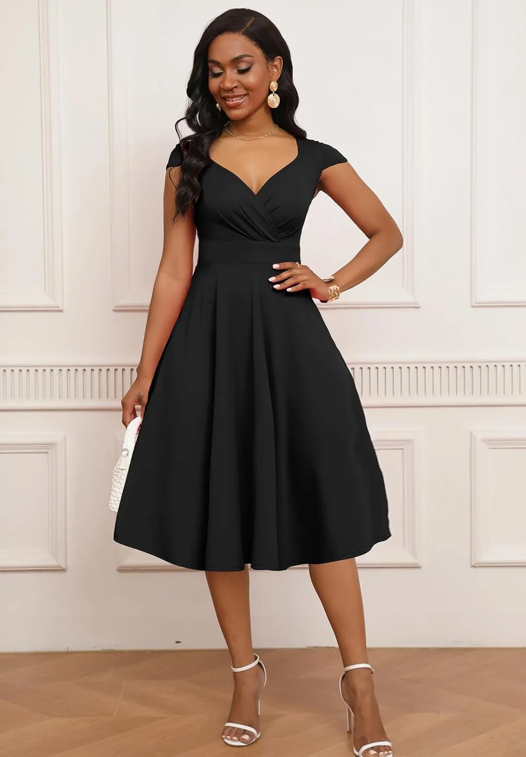 Women Short 1950s Retro Vintage Cocktail Wedding Guest Party Dress for Women