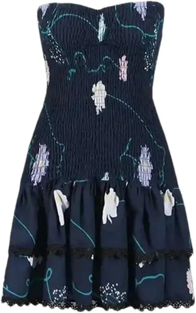 Women's Floral Lace Short Party Dress Ruffled Prom Evening Casual Mini Dresses