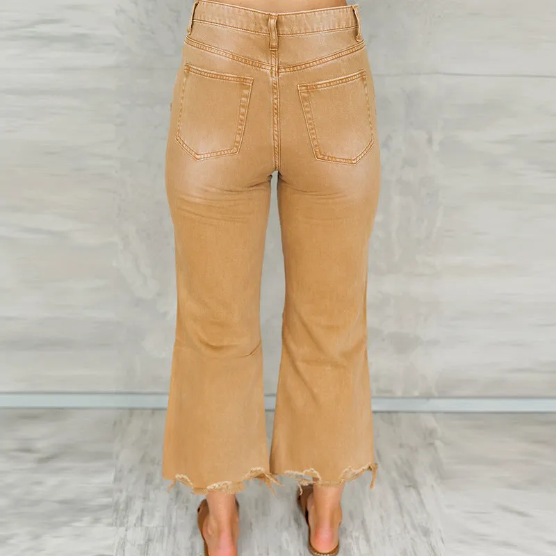 Women's Ripped Jeans Washed High Waist