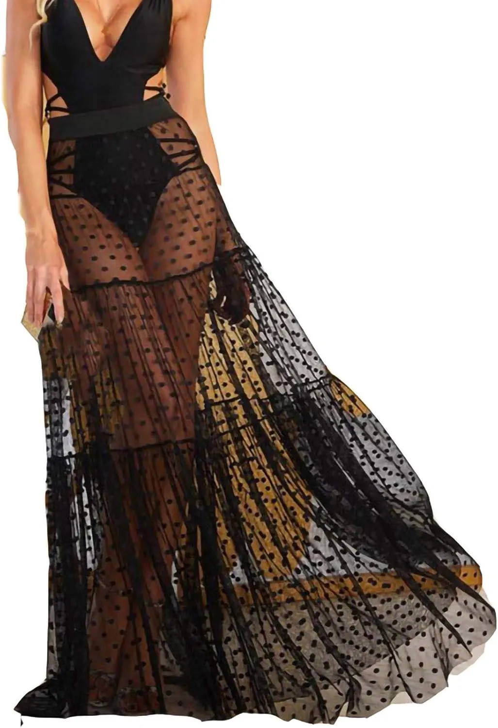 Women's Skirt A Line Fairy Elastic Waist Tulle Midi Skirt High Waist Skirts Mesh Dress for Women Mesh Skirts Jean