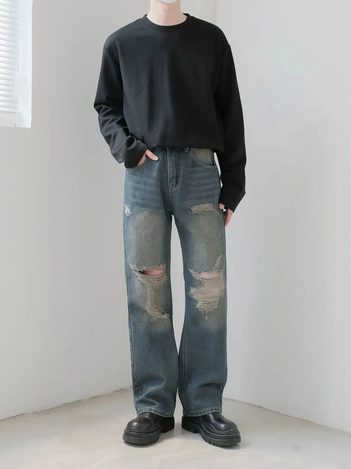 Zhou Cat Whiskers Ripped Fit Jeans