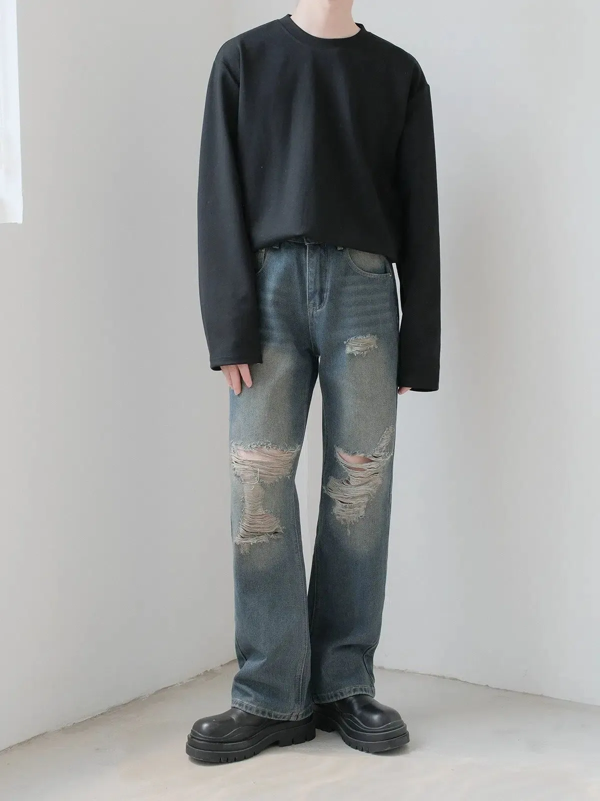 Zhou Cat Whiskers Ripped Fit Jeans
