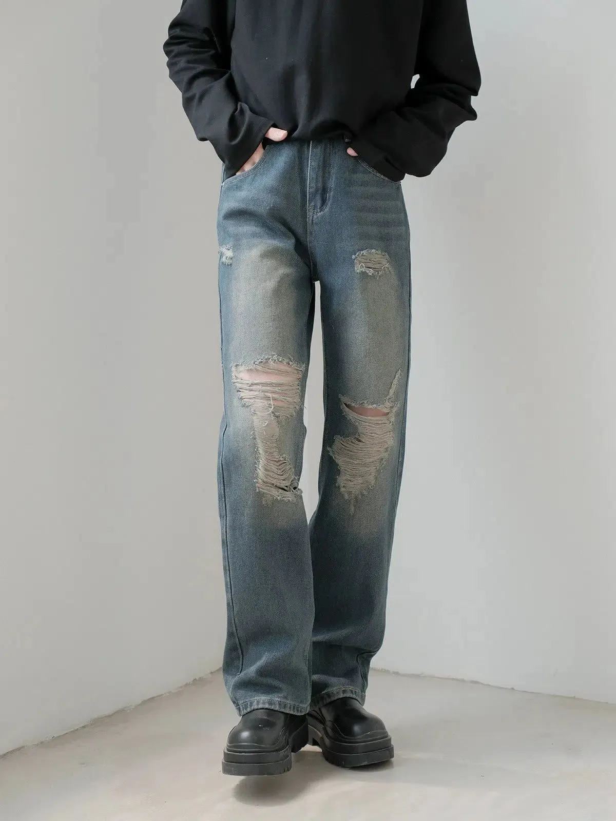 Zhou Cat Whiskers Ripped Fit Jeans